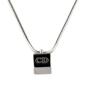 CHRISTIAN DIOR Vintage Y2K CD Cube Logo Pendant Necklace VTG 2000s Collection